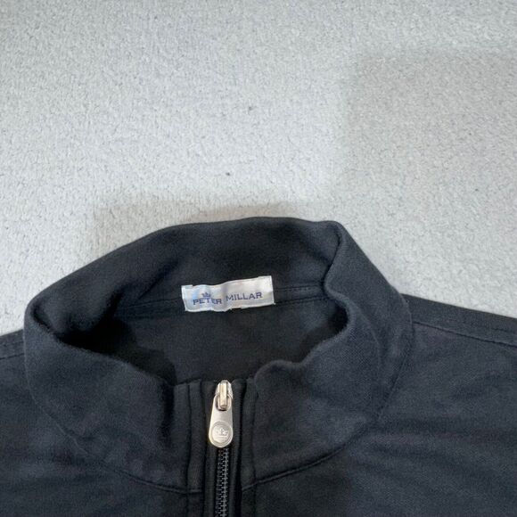 Peter‎ Millar Sweater Men Medium Black Crown Comfort Zip Golf Interlock Casual - Picture 6 of 16